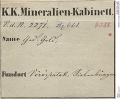 Etiketten zu Gold (NHMW-MIN-Aq661)